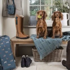 Dachshund Wool Knitted Throw -Sophie Allport tassels and tails f f collection lifestyle high res square 0a8f1416 f50e 4c9d b4f7 1001e54ace02