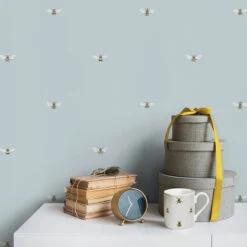 Bees Duck Egg Wallpaper 9 Bees Duck Egg Wallpaper -Sophie Allport wp36de bees wallpaper duck egg lifestyle high res square