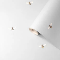 Bees Grey Wallpaper