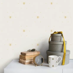 Bees Silhouette Cream & Ochre Wallpaper -Sophie Allport wp36sco bees wallpaper silhouette cream and ochre 3 lifestyle high res square
